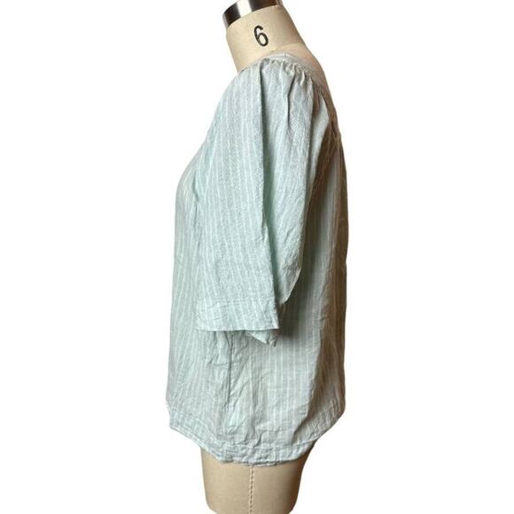 Gap Blue Stripe Linen Blend Short Sleeve Blouse Women's Size M - Picture 2 of 5